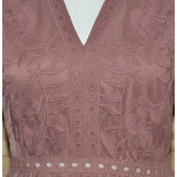 Altar’d State Lace Overlay Maxi Dress Dusty Rose Size S Romantic Feminine - Picture 3 of 15